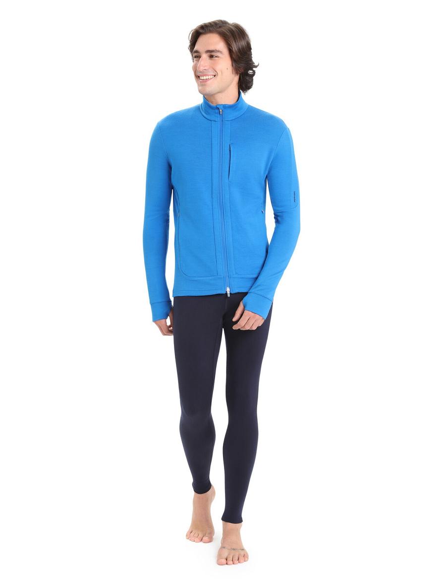 Bluzy Z Kapturem Icebreaker Merino Quantum III Long Sleeve Zip Męskie Niebieskie | PL 1685XYUF